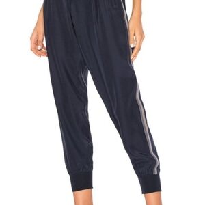 ATM Anthony Thomas Melillo Side Stripe Silk Track Pants Navy SzS
